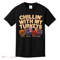 Thanksgiving Chillin' With My Turkeys Kids T-Shirt thumb 0