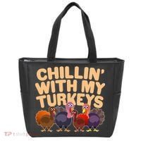 Thanksgiving Chillin' With My Turkeys Tote Bag thumb 0
