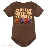 Thanksgiving Chillin' With My Turkeys Baby Bodysuit thumb 0