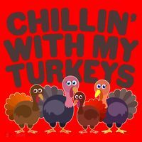 Thanksgiving Chillin' With My Turkeys Santa Hat thumb 1
