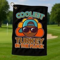 Thanksgiving Coolest Turkey In The Flock Golf Towel thumb 1