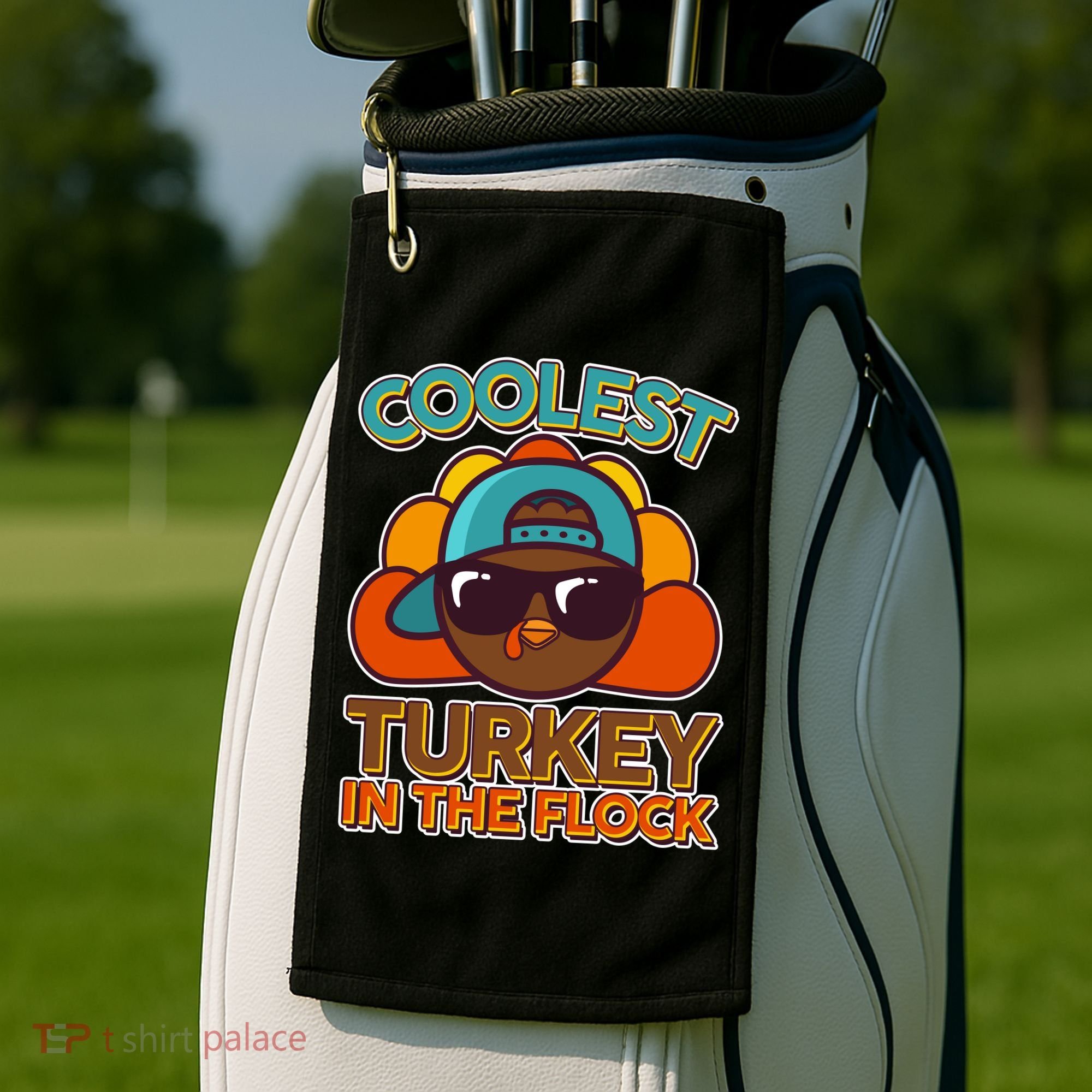Thanksgiving Coolest Turkey In The Flock Golf Towel