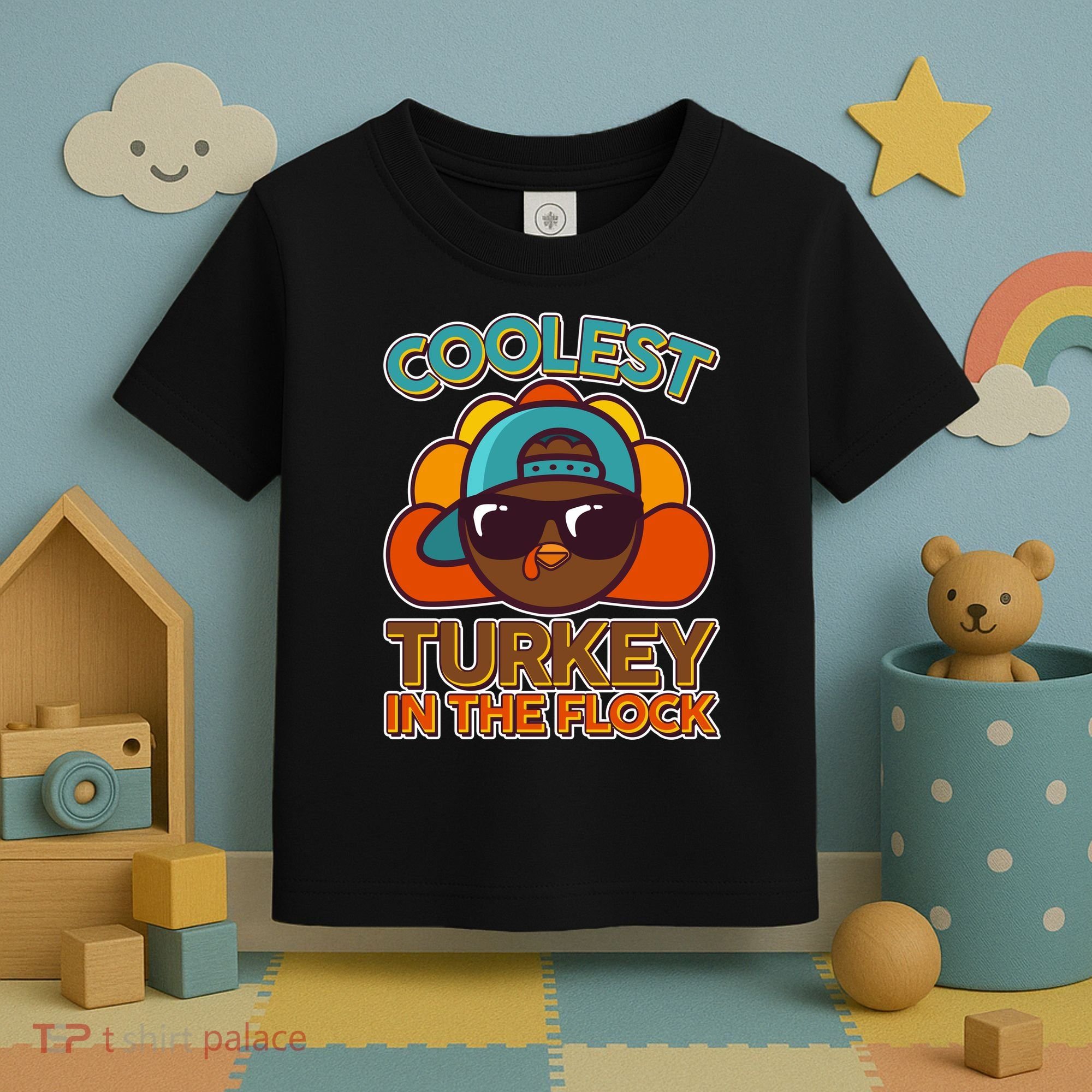 Thanksgiving Coolest Turkey In The Flock Toddler T-Shirt