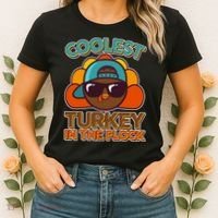 Thanksgiving Coolest Turkey In The Flock Women's T-Shirt thumb 2