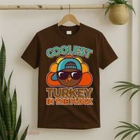 Thanksgiving Coolest Turkey In The Flock T-Shirt thumb 2