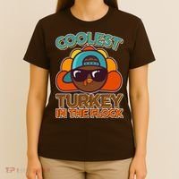 Thanksgiving Coolest Turkey In The Flock T-Shirt thumb 4