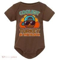 Thanksgiving Coolest Turkey In The Flock Baby Bodysuit thumb 0