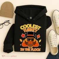 Thanksgiving Cute Coolest Turkey In The Flock Hoodie thumb 4