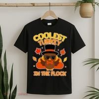 Thanksgiving Cute Coolest Turkey In The Flock T-Shirt thumb 2
