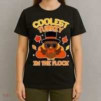 Thanksgiving Cute Coolest Turkey In The Flock T-Shirt thumb 4