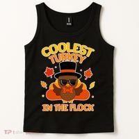 Thanksgiving Cute Coolest Turkey In The Flock Tank Top thumb 2