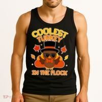 Thanksgiving Cute Coolest Turkey In The Flock Tank Top thumb 3