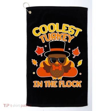 Thanksgiving Cute Coolest Turkey In The Flock Golf Towel