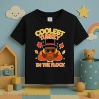 Thanksgiving Cute Coolest Turkey In The Flock Toddler T-Shirt thumb 3
