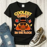Thanksgiving Cute Coolest Turkey In The Flock Women's T-Shirt thumb 3