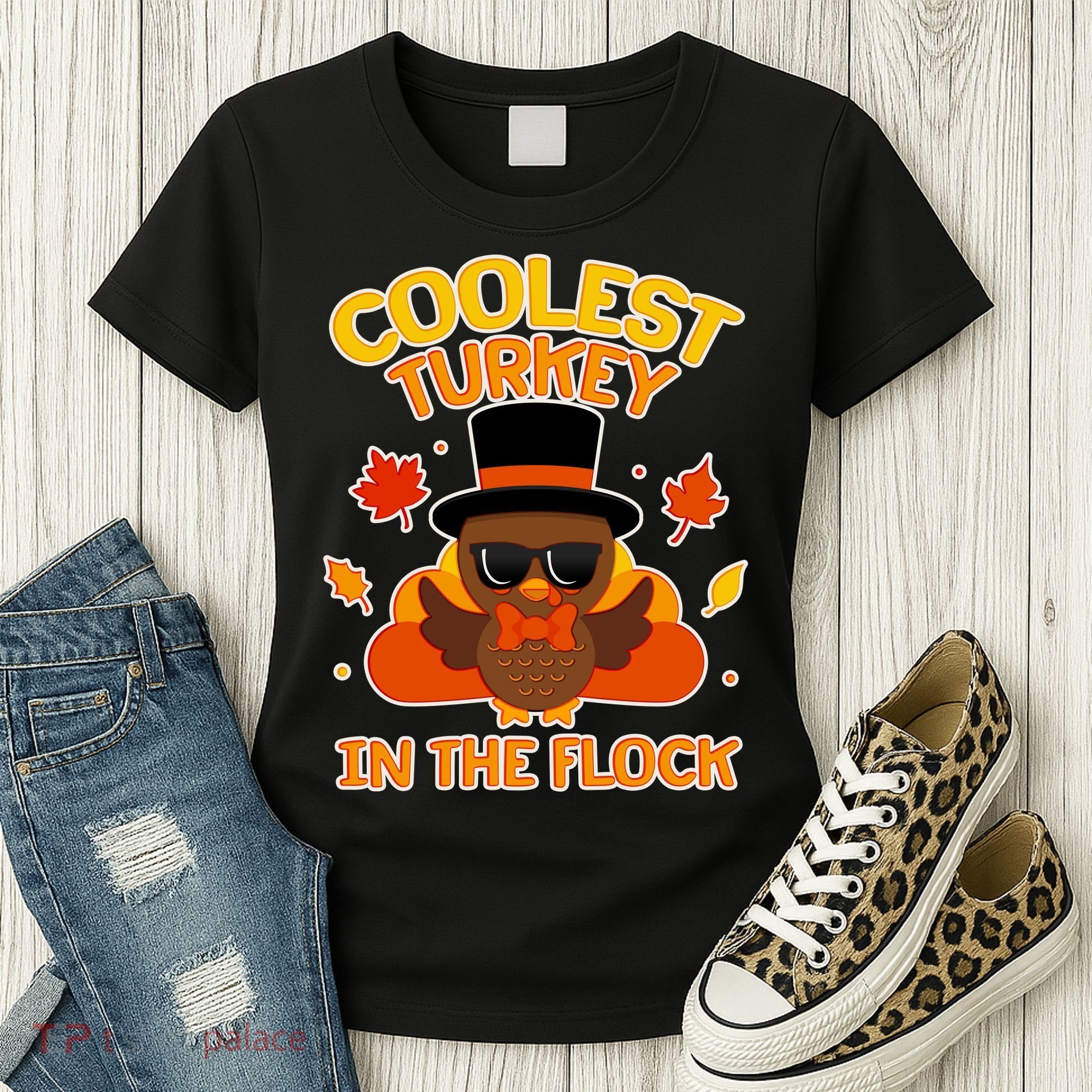 Thanksgiving Cute Coolest Turkey In The Flock Women's T-Shirt