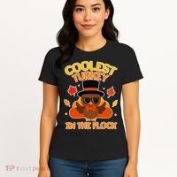 Thanksgiving Cute Coolest Turkey In The Flock Women's T-Shirt thumb 4