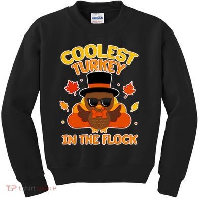 Thanksgiving Cute Coolest Turkey In The Flock Kids Sweatshirt
