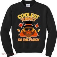Thanksgiving Cute Coolest Turkey In The Flock Kids Sweatshirt thumb 0
