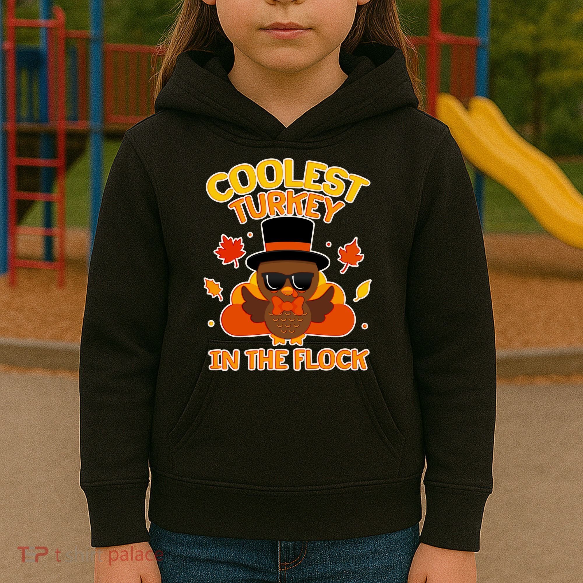 Thanksgiving Cute Coolest Turkey In The Flock Kids Hoodie