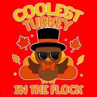 Thanksgiving Cute Coolest Turkey In The Flock Santa Hat thumb 1