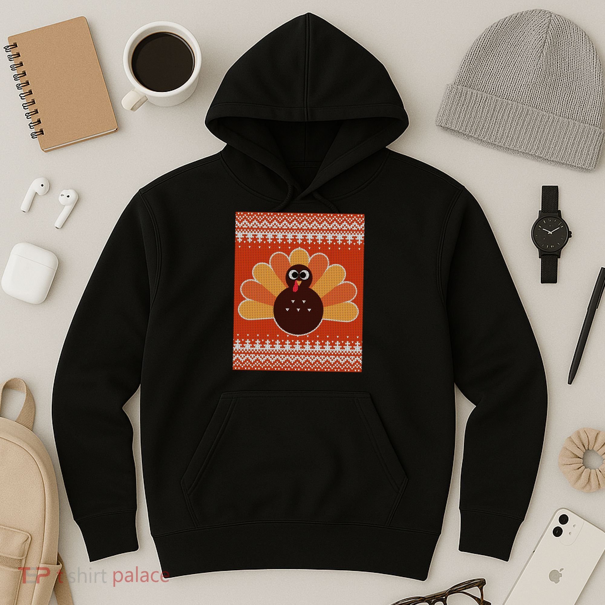 Thanksgiving Cute Turkey Ugly Sweater Hoodie