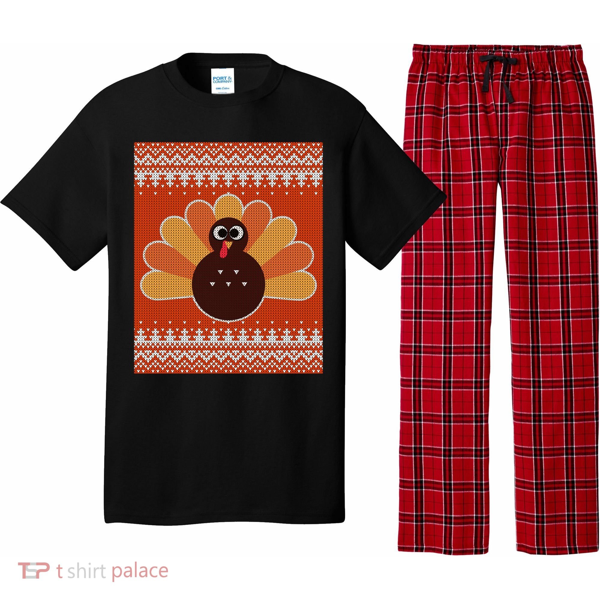 Thanksgiving Cute Turkey Ugly Sweater Pajama Set
