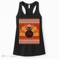 Thanksgiving Cute Turkey Ugly Sweater Women's Tank Top thumb 0