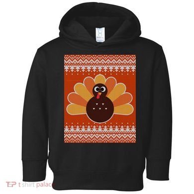 Thanksgiving Cute Turkey Ugly Sweater Toddler Hoodie