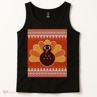 Thanksgiving Cute Turkey Ugly Sweater Tank Top thumb 2
