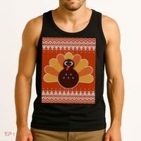 Thanksgiving Cute Turkey Ugly Sweater Tank Top thumb 3