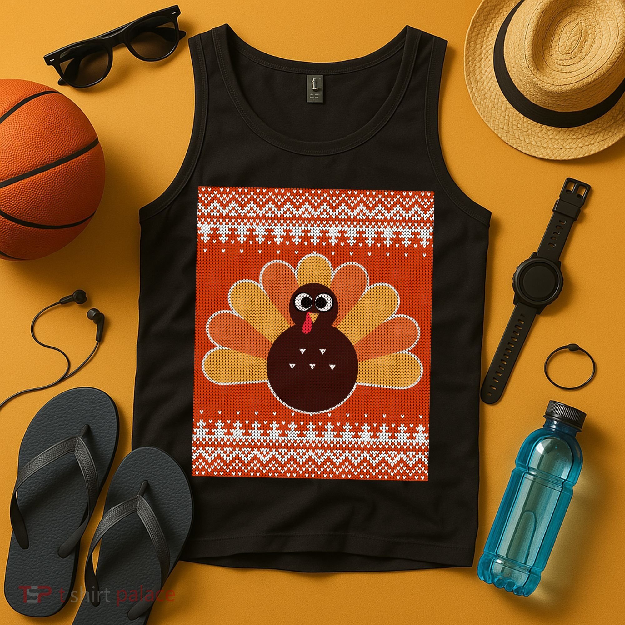 Thanksgiving Cute Turkey Ugly Sweater Tank Top