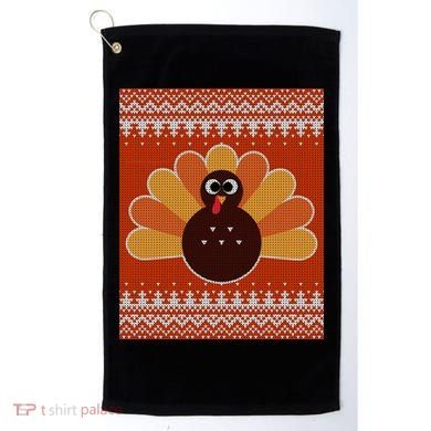 Thanksgiving Cute Turkey Ugly Sweater Golf Towel