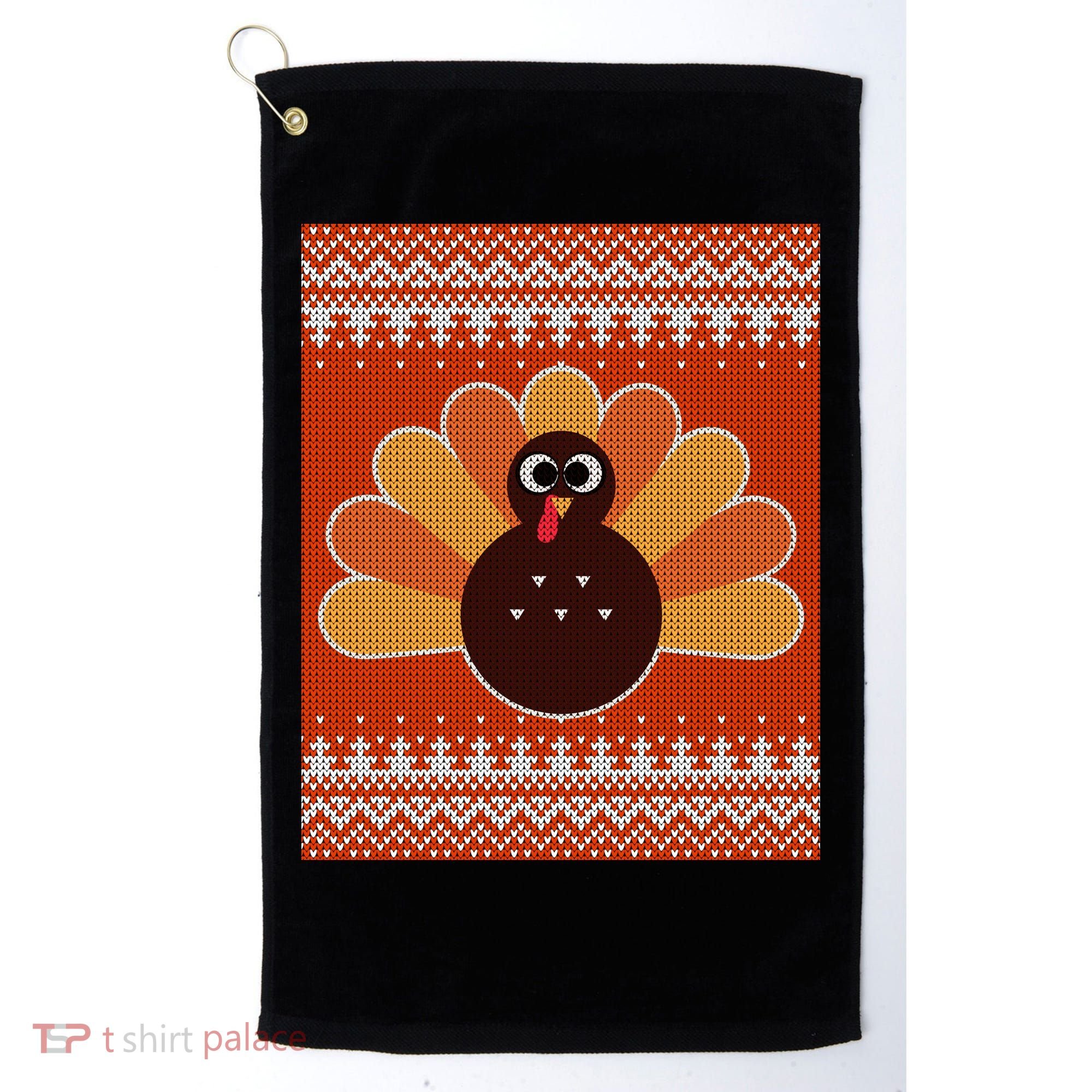 Thanksgiving Cute Turkey Ugly Sweater Golf Towel