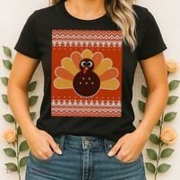Thanksgiving Cute Turkey Ugly Sweater Women's T-Shirt thumb 2