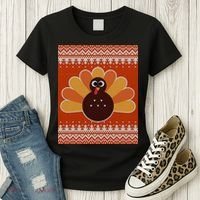 Thanksgiving Cute Turkey Ugly Sweater Women's T-Shirt thumb 3