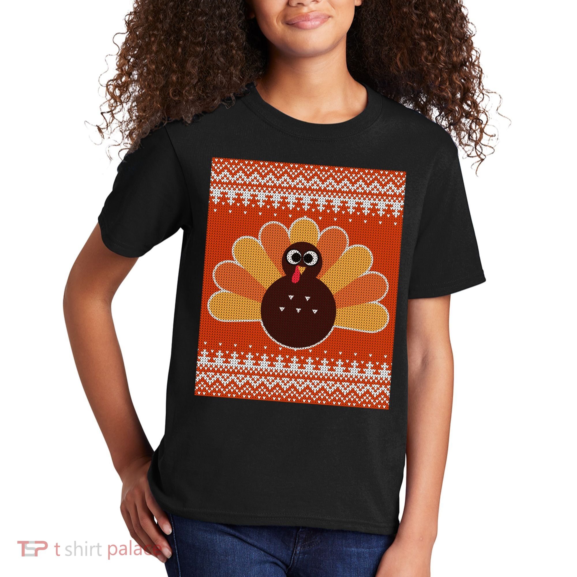 Thanksgiving Cute Turkey Ugly Sweater Kids T-Shirt
