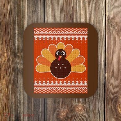 Thanksgiving Cute Turkey Ugly Sweater Coaster