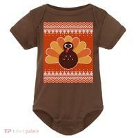 Thanksgiving Cute Turkey Ugly Sweater Baby Bodysuit thumb 0