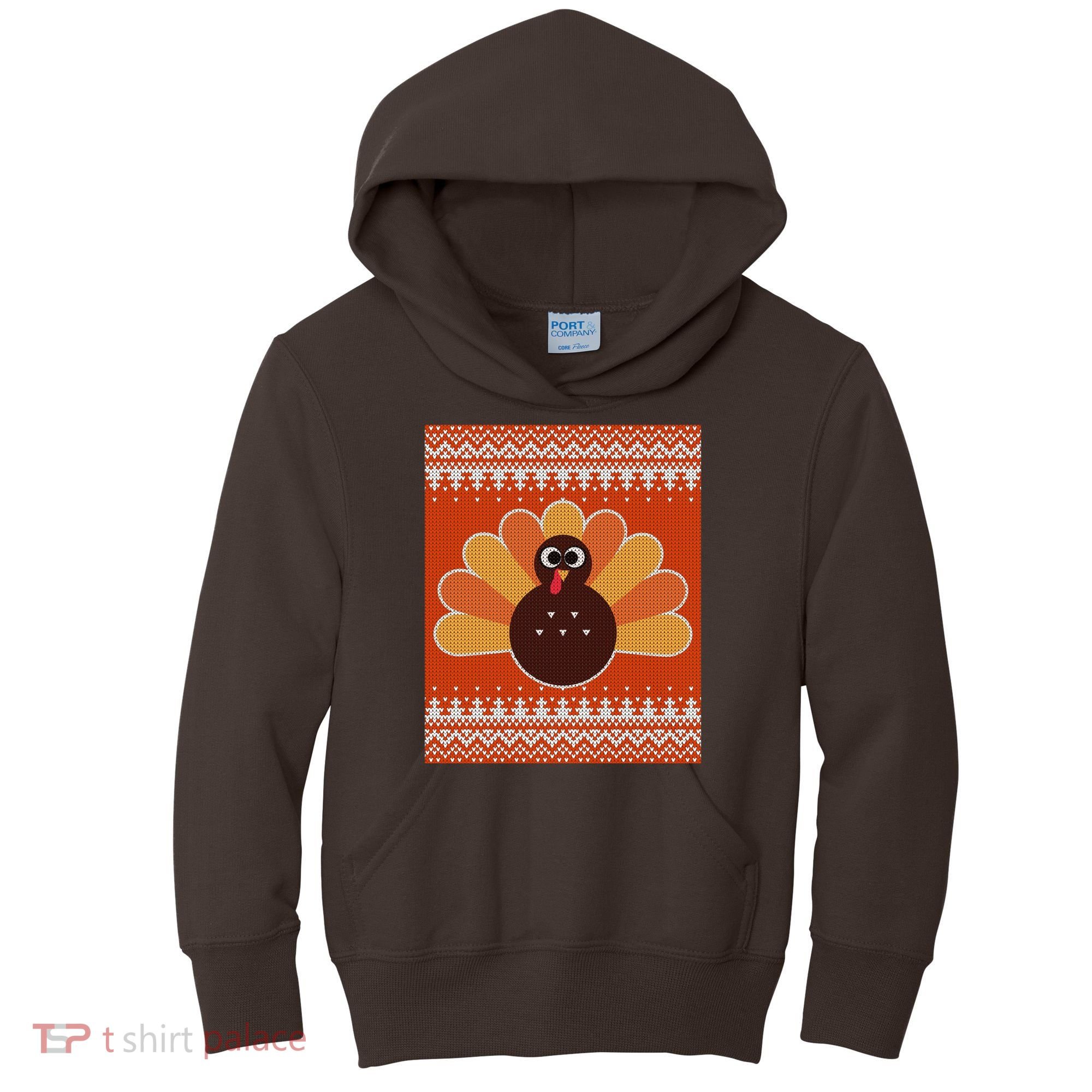 Thanksgiving Cute Turkey Ugly Sweater Kids Hoodie