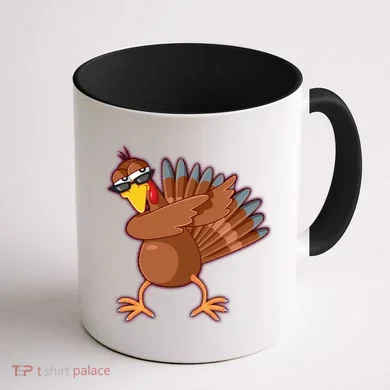 Thanksgiving Dabbing Turkey Coffee Mug back