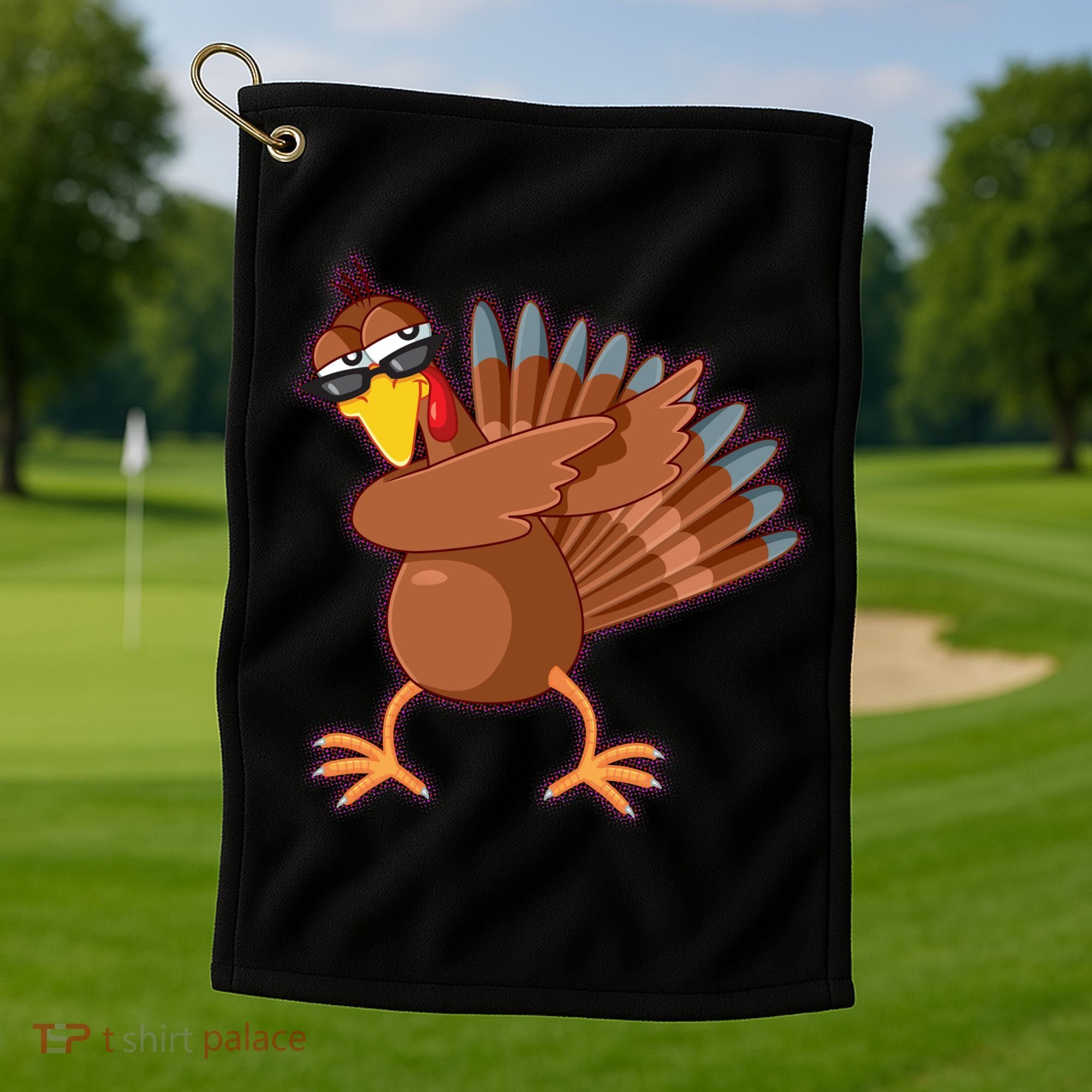 Thanksgiving Dabbing Turkey Golf Towel