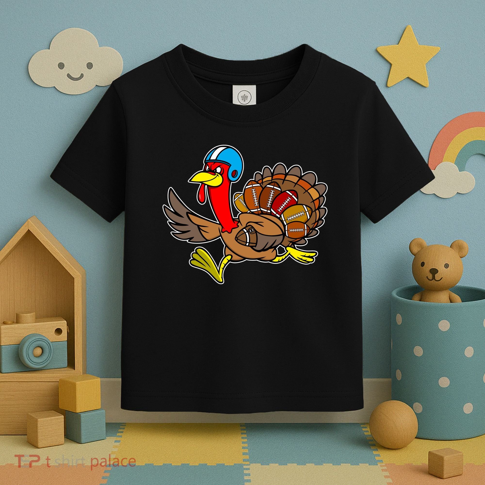Thanksgiving Football Turkey Toddler T-Shirt