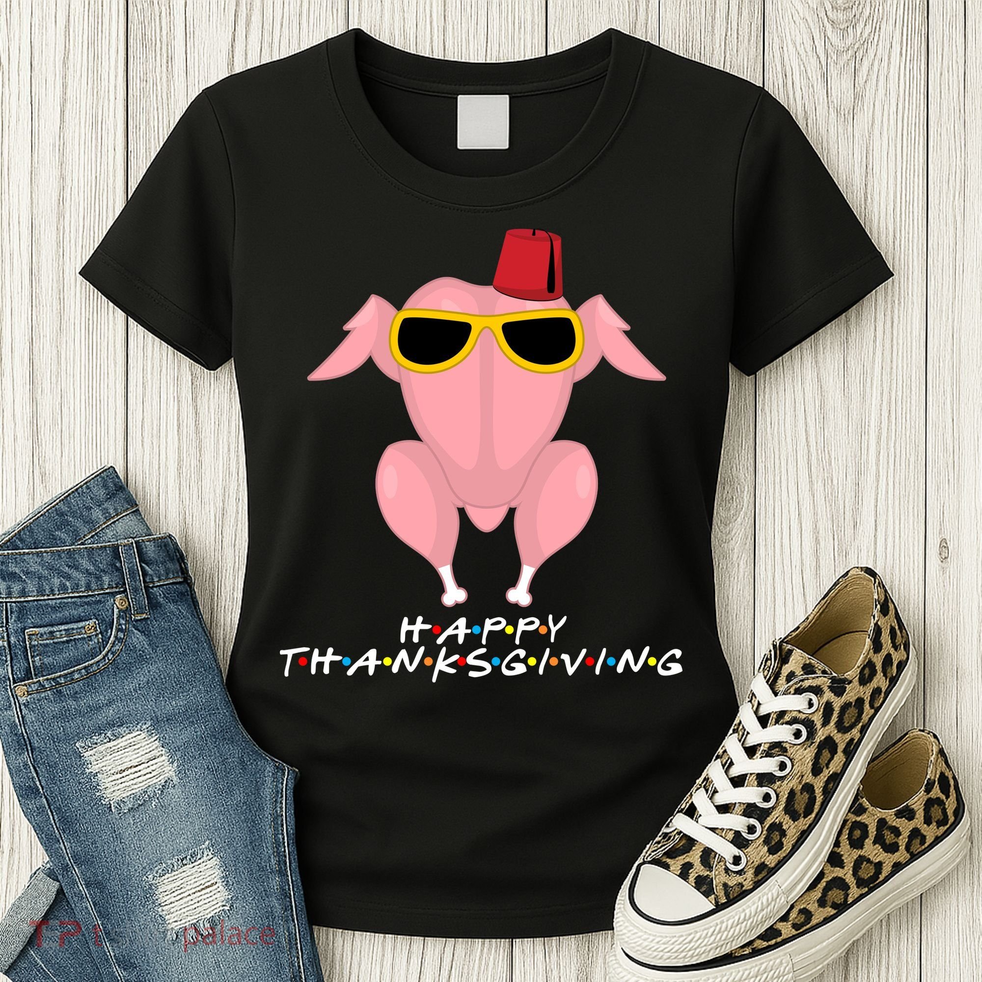 Thanksgiving Friends Funny Turkey Head Women's T-Shirt
