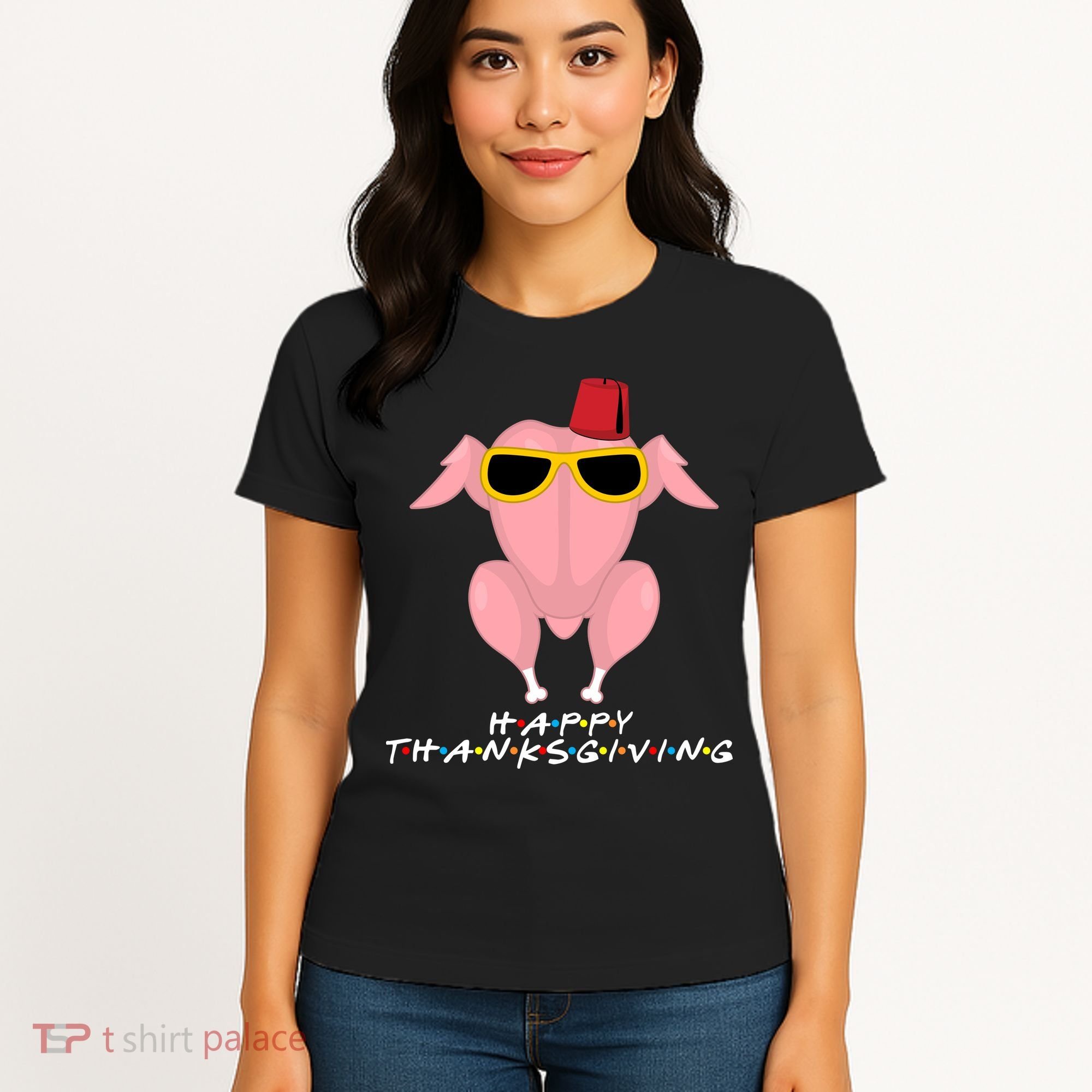 Thanksgiving Friends Funny Turkey Head Women's T-Shirt