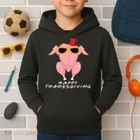 Thanksgiving Friends Funny Turkey Head Kids Hoodie thumb 2