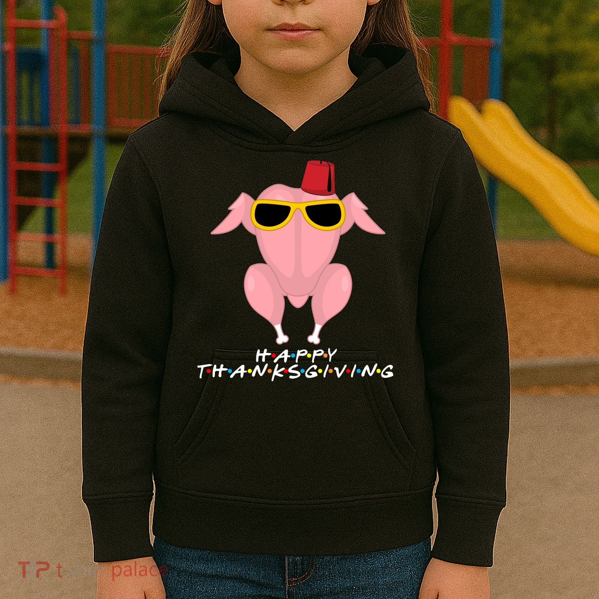 Thanksgiving Friends Funny Turkey Head Kids Hoodie