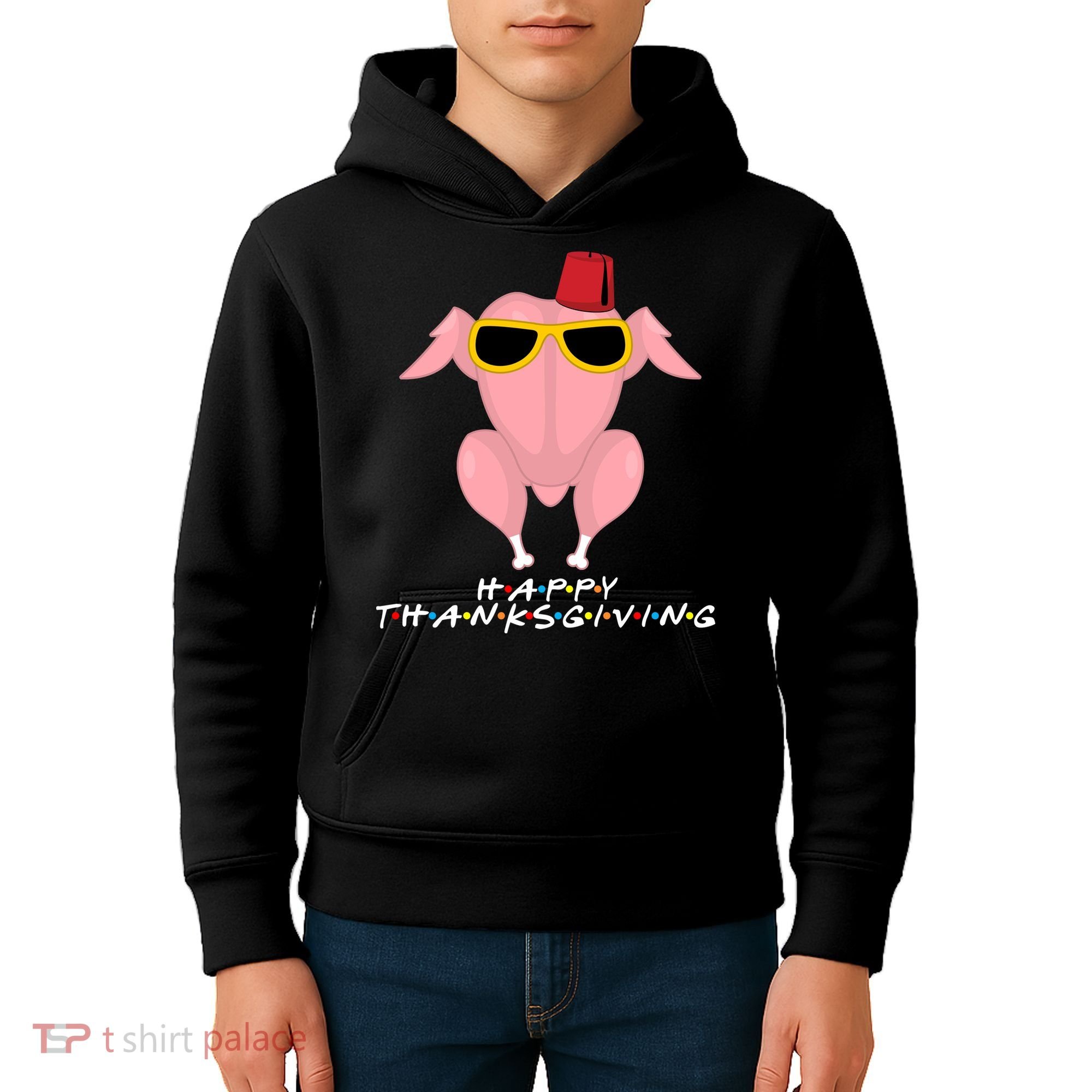 Thanksgiving Friends Funny Turkey Head Kids Hoodie