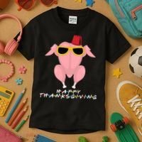 Thanksgiving Friends Funny Turkey Head Kids T-Shirt thumb 3