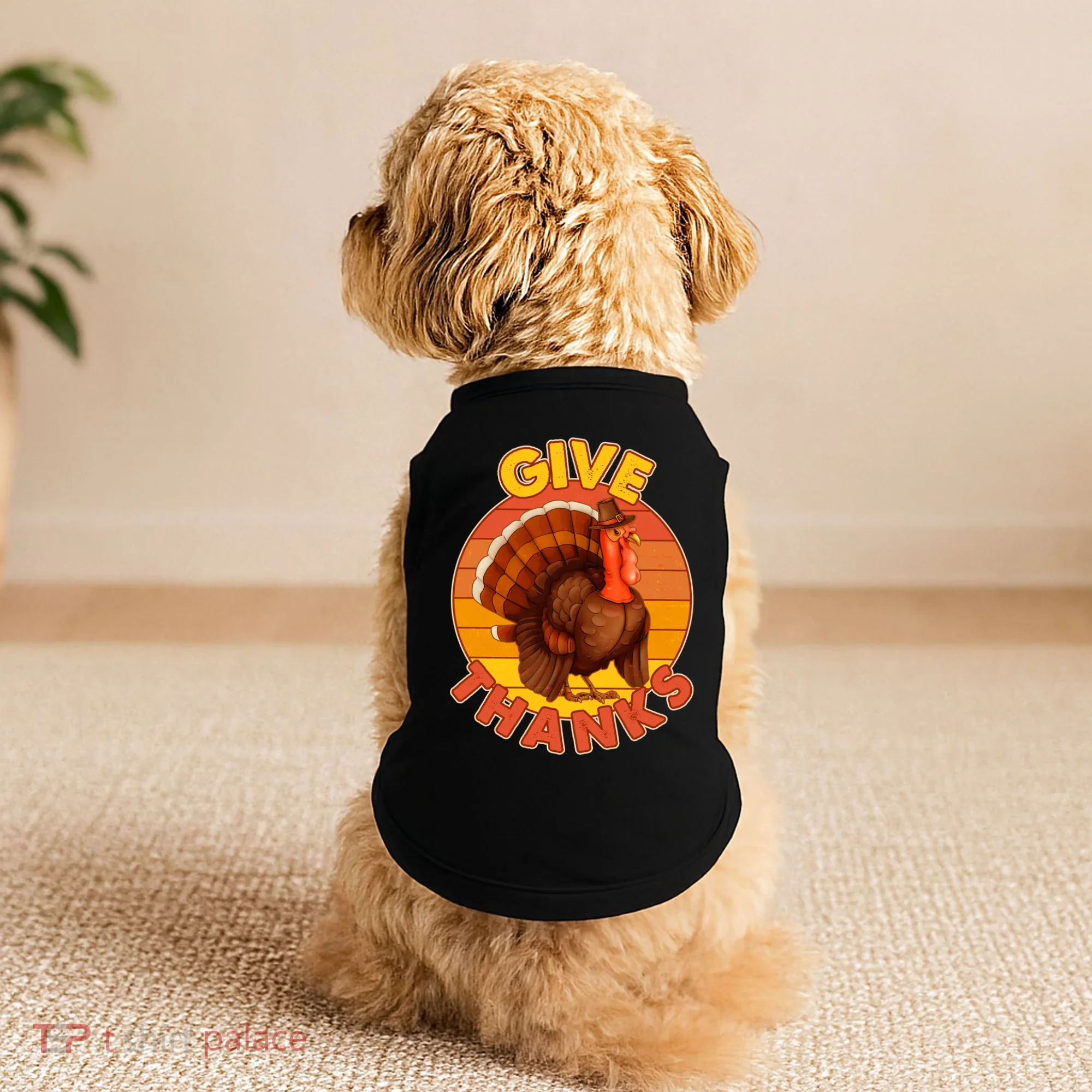 Thanksgiving Give Thanks Emblem Doggie Tank